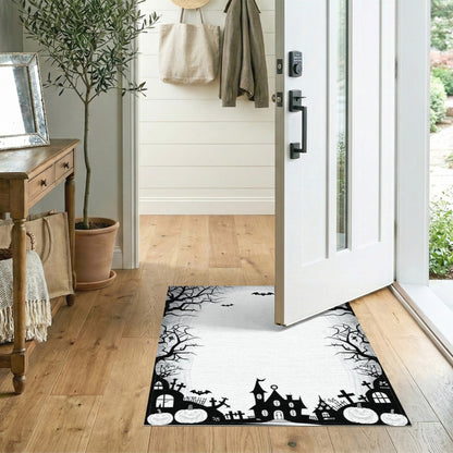 Spooky Halloween Silhouette Washable Area Rug
