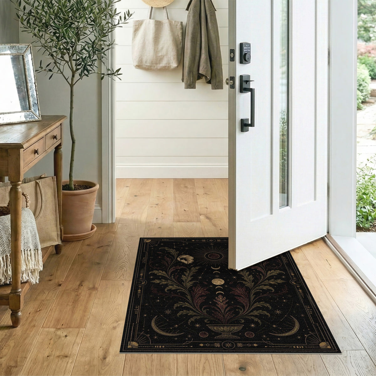 Celestial Floral Moon Phase Area Rug