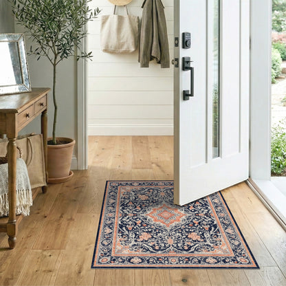 Navy Blue Floral Vintage No. 11 Area Rug