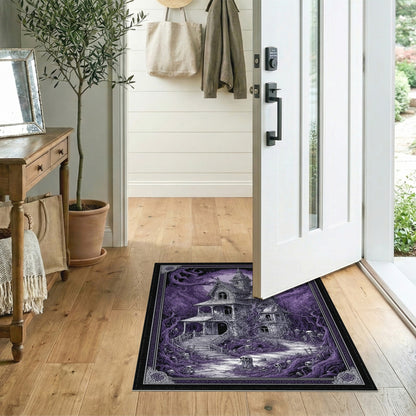Purple Gothic Haunted Mansion Area Rug