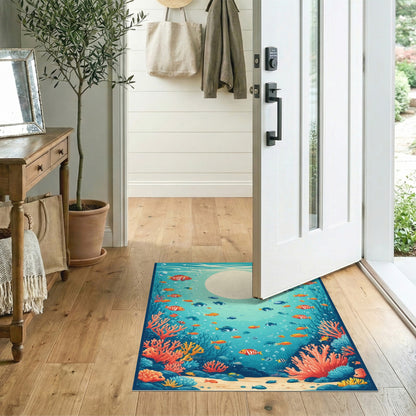 Ocean Coral Fish Washable Area Rug