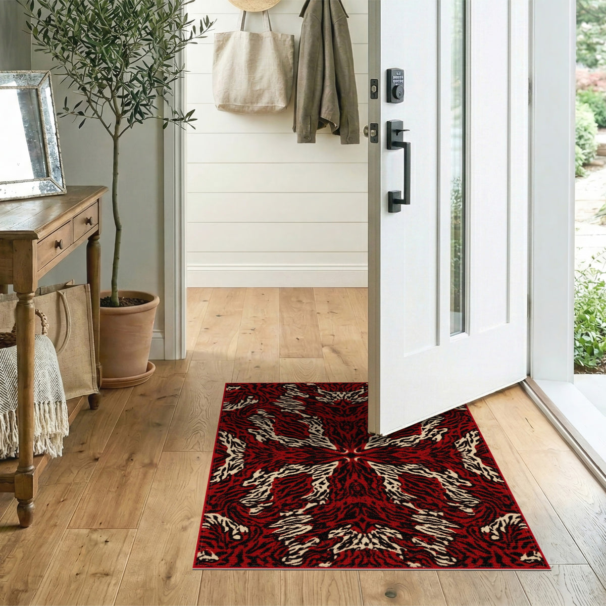 Abstract Area Bold Red Abstract Area Rug