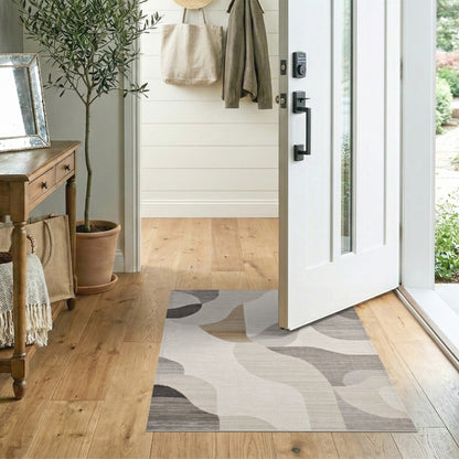 Abstract Area Beige and Neutral Abstract Neutral Wave Area Rug