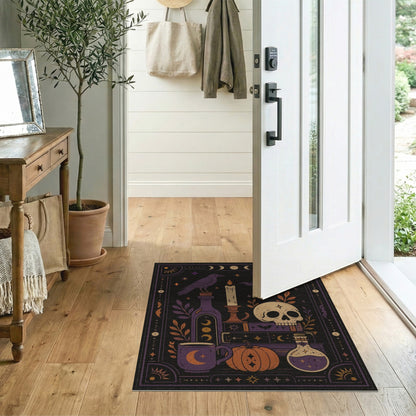 Purple Mystic Raven Skull Area Rug