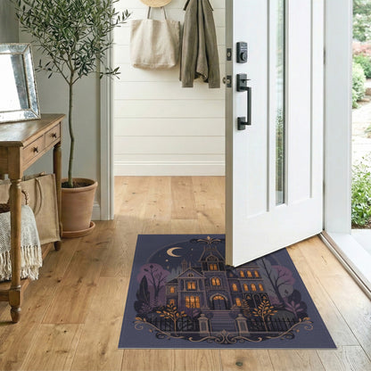 Moonlit Gothic Mansion Purple Area Rug