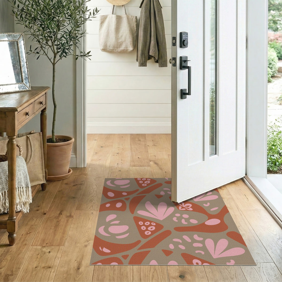 Abstract Brown Tan Area Rug