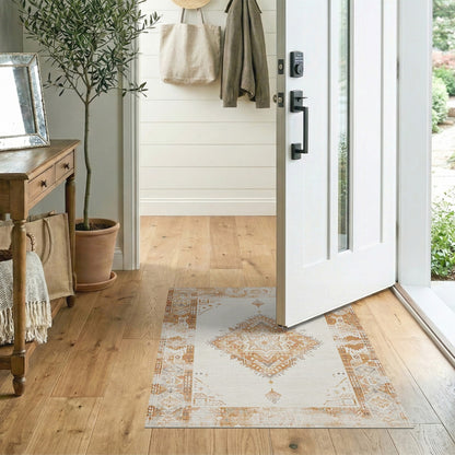 Beige Distressed Vintage Medallion Distressed Vintage Area Rug