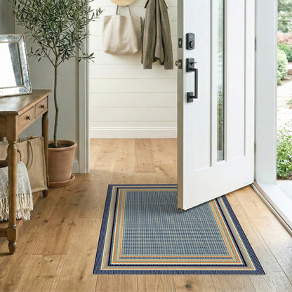 Blue Geometric Circle Blue and Teal Area Rug