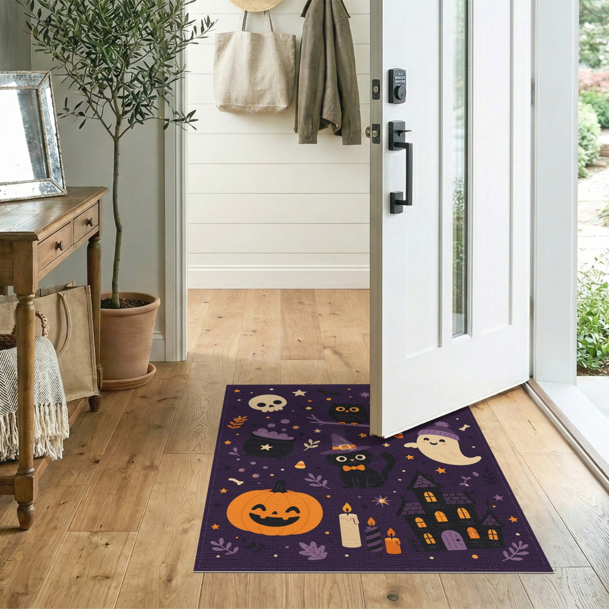 Cute Halloween Purple Kids Cartoon Area Rug