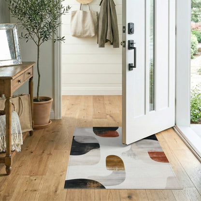 Beige and Neutral Abstract Area Abstract Neutral Shapes Area Rug