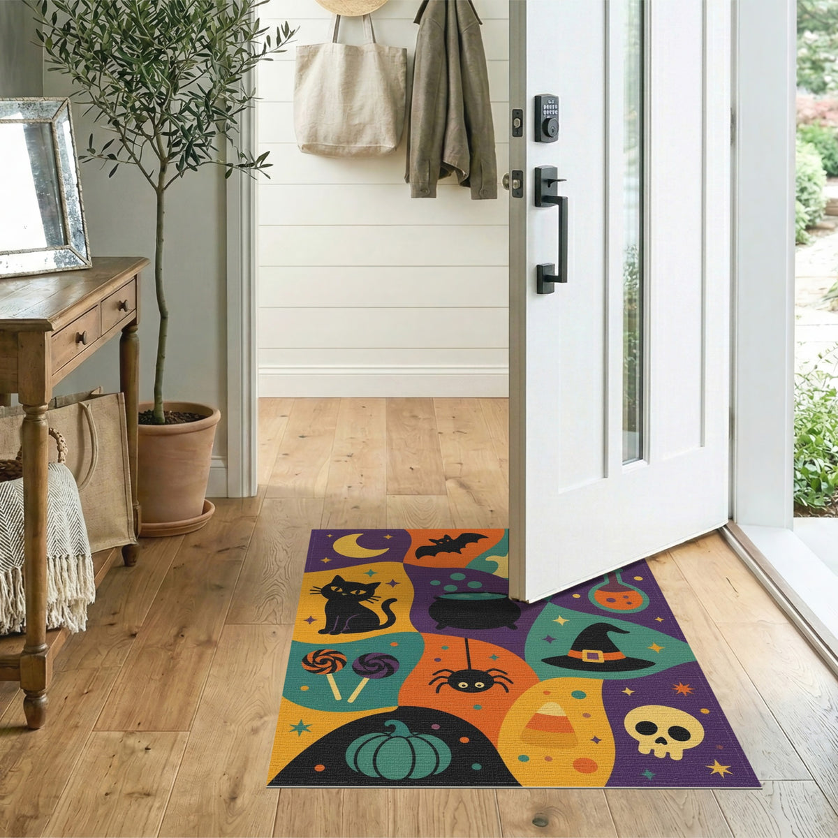 Halloween Kids Cartoon Multi-Color Area Rug