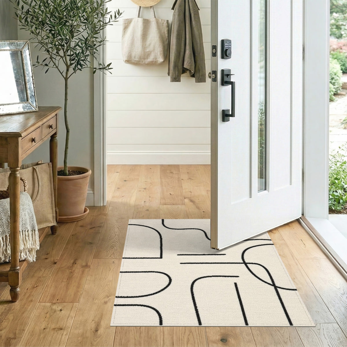 Geometric Modern Black and White Black White Abstract Geometric Area Rug