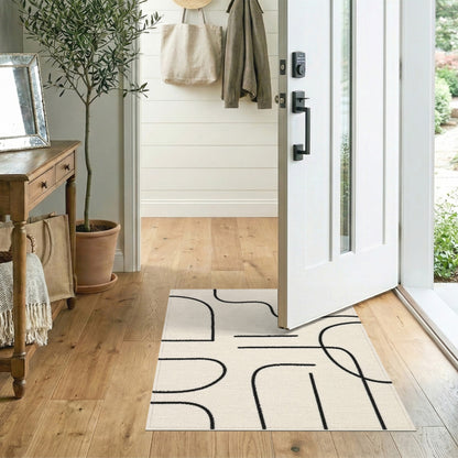 Geometric Modern Black and White Black White Abstract Geometric Area Rug