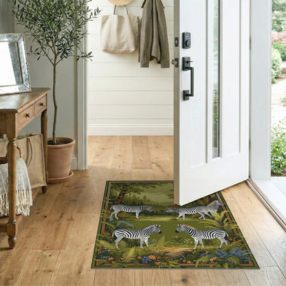 Green Zebra Forest Area Rug