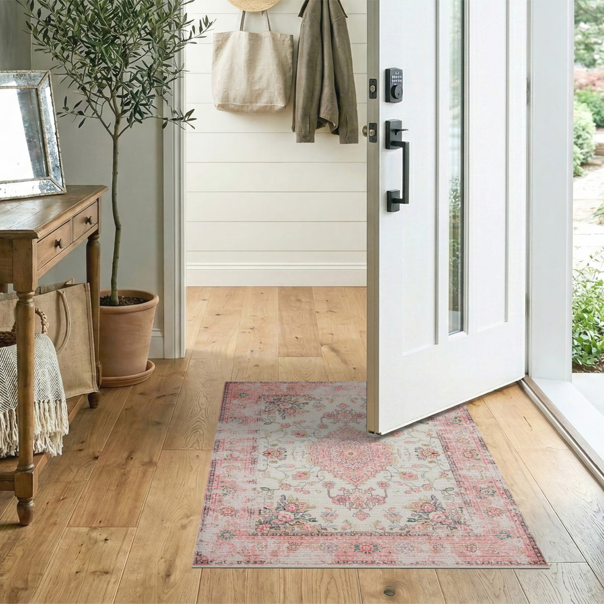 Pink Floral Vintage Area Rug