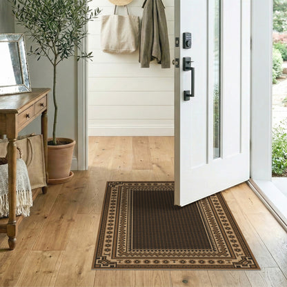 Southwestern Geometric Brown Tan Area Rug