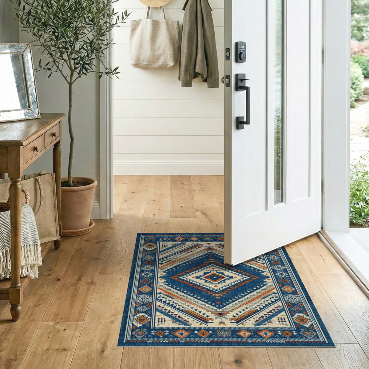 Blue and Teal Heritage Tribal Blue Area Rug