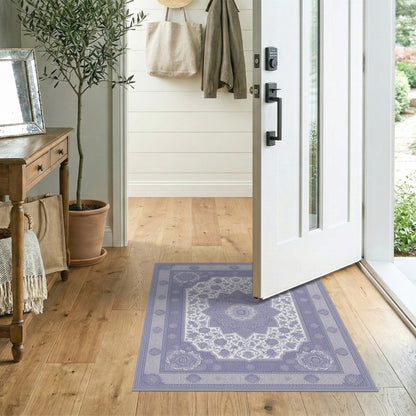 Purple Persian Medallion Floral Area Rug