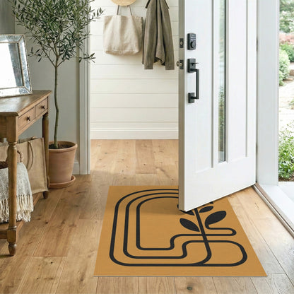 Orange Geometric Arch Plant Area Rug