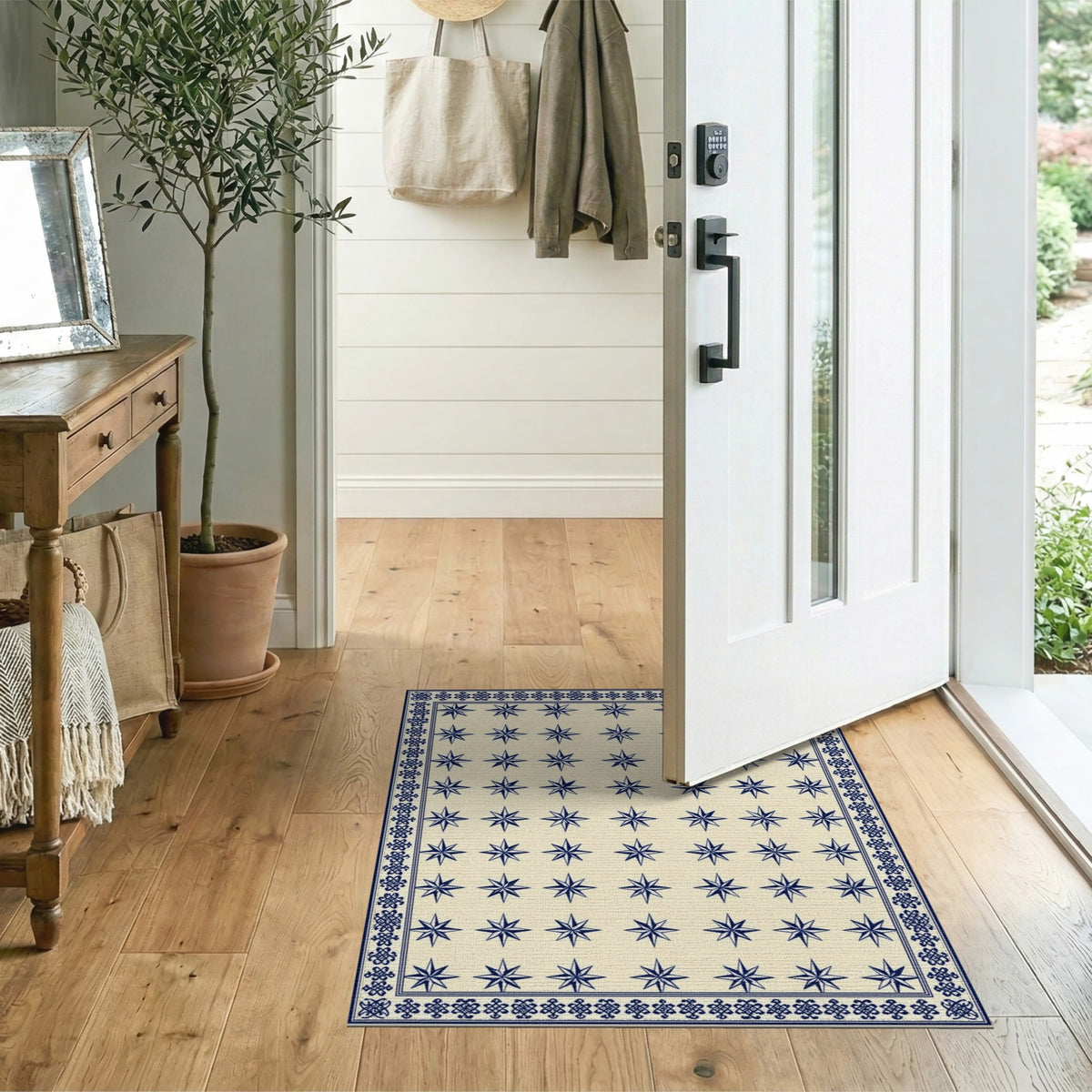 Blue Star Geometric Area Rug