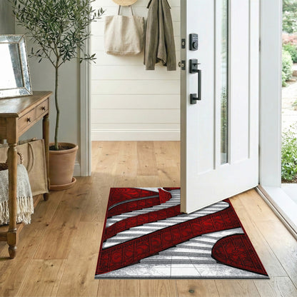 Red Ornate Staircase Area Rug