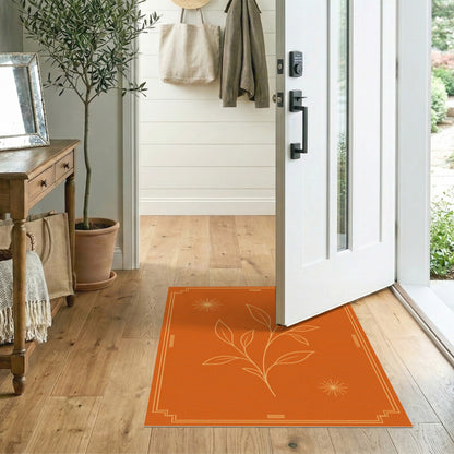 Orange Botanical Leaf Vintage Rug