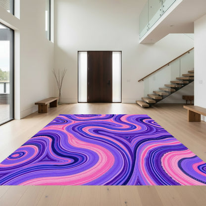 Purple Pink Swirling Fluid Rug