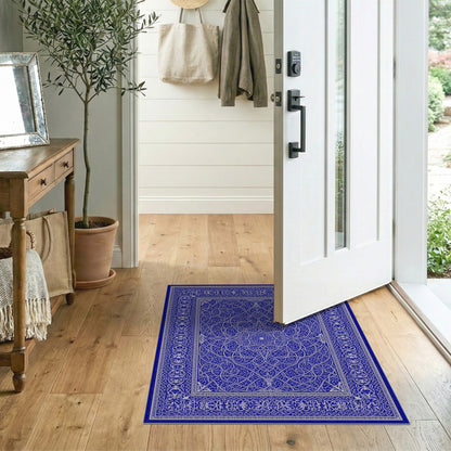 Blue Persian Floral Medallion Blue and Teal Area Rug