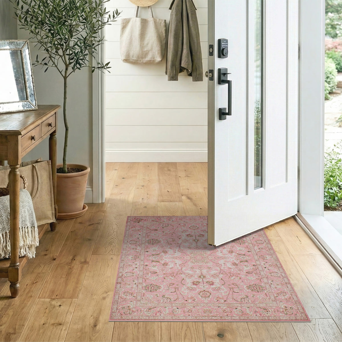 Pink Floral Vintage Area Rug