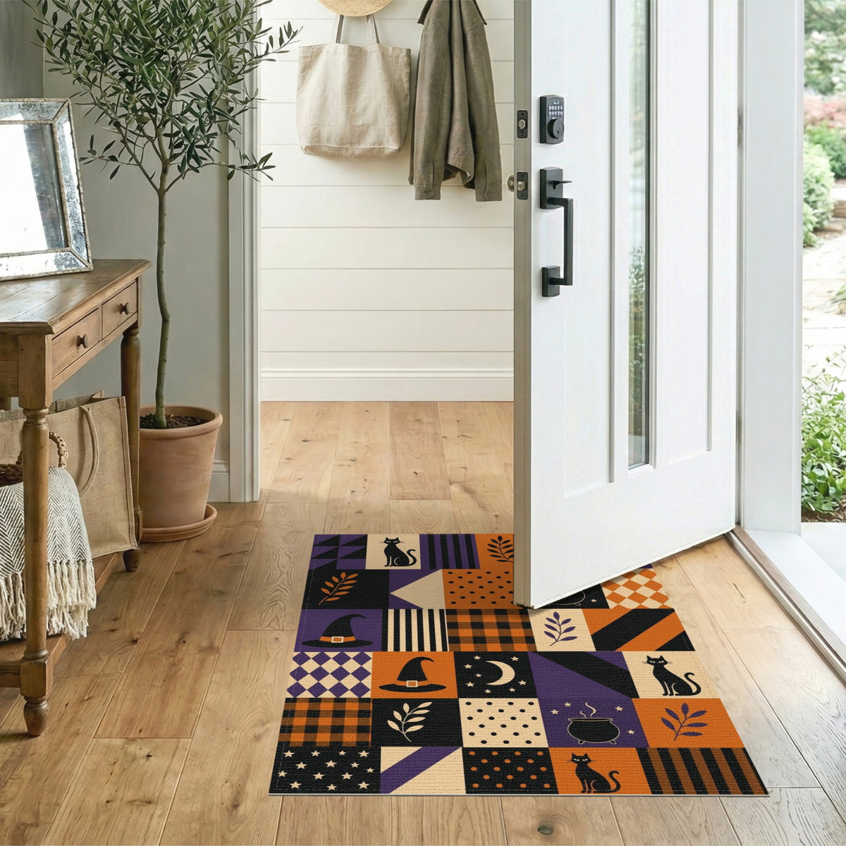 Halloween Cat Patchwork Area Rug