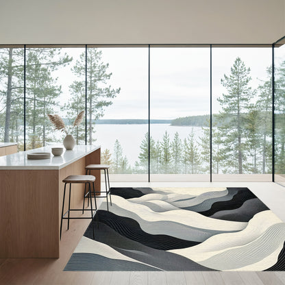 Grayscale Wavy Mountain Rug