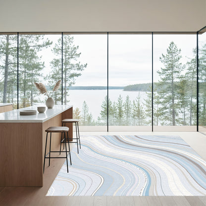 Blue Gray Wavy Abstract Rug