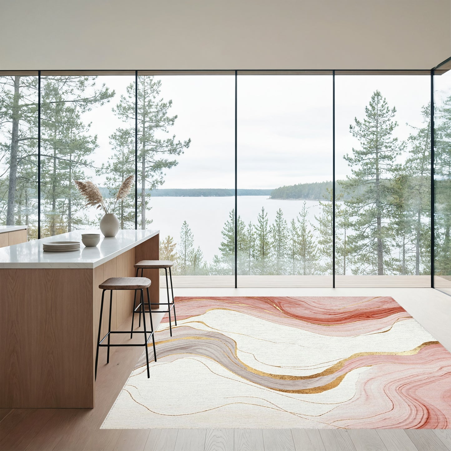 Rose Gold Marble Wave Rug