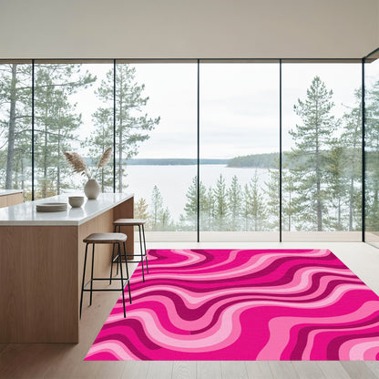 Pink Wavy Fluid Rug