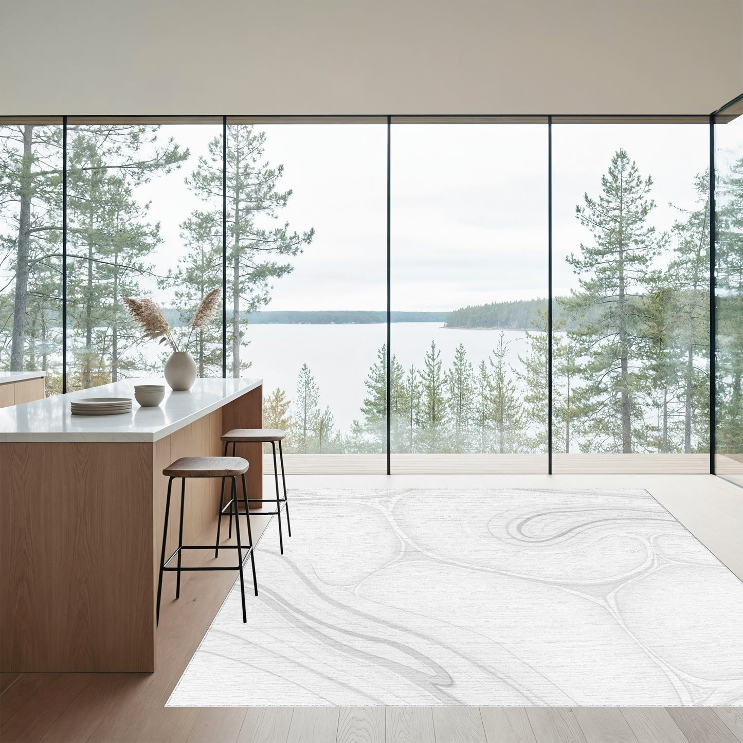 Abstract Fluid Grayscale Rug