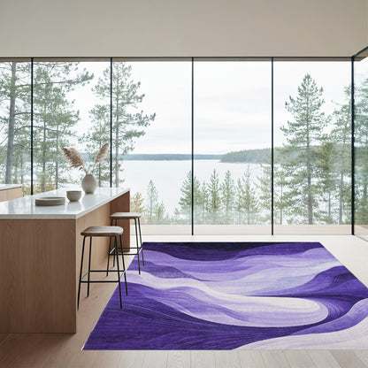 Gradient Purple Fluid Waves Rug