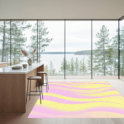 Pink Yellow Wavy Gradient Rug
