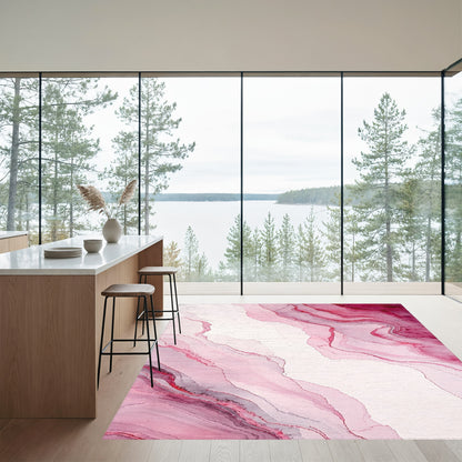 Blush Red Fluid Marble Rug