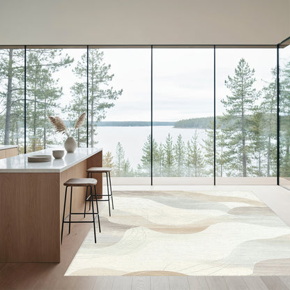 Beige Gray Fluid Abstract Rug