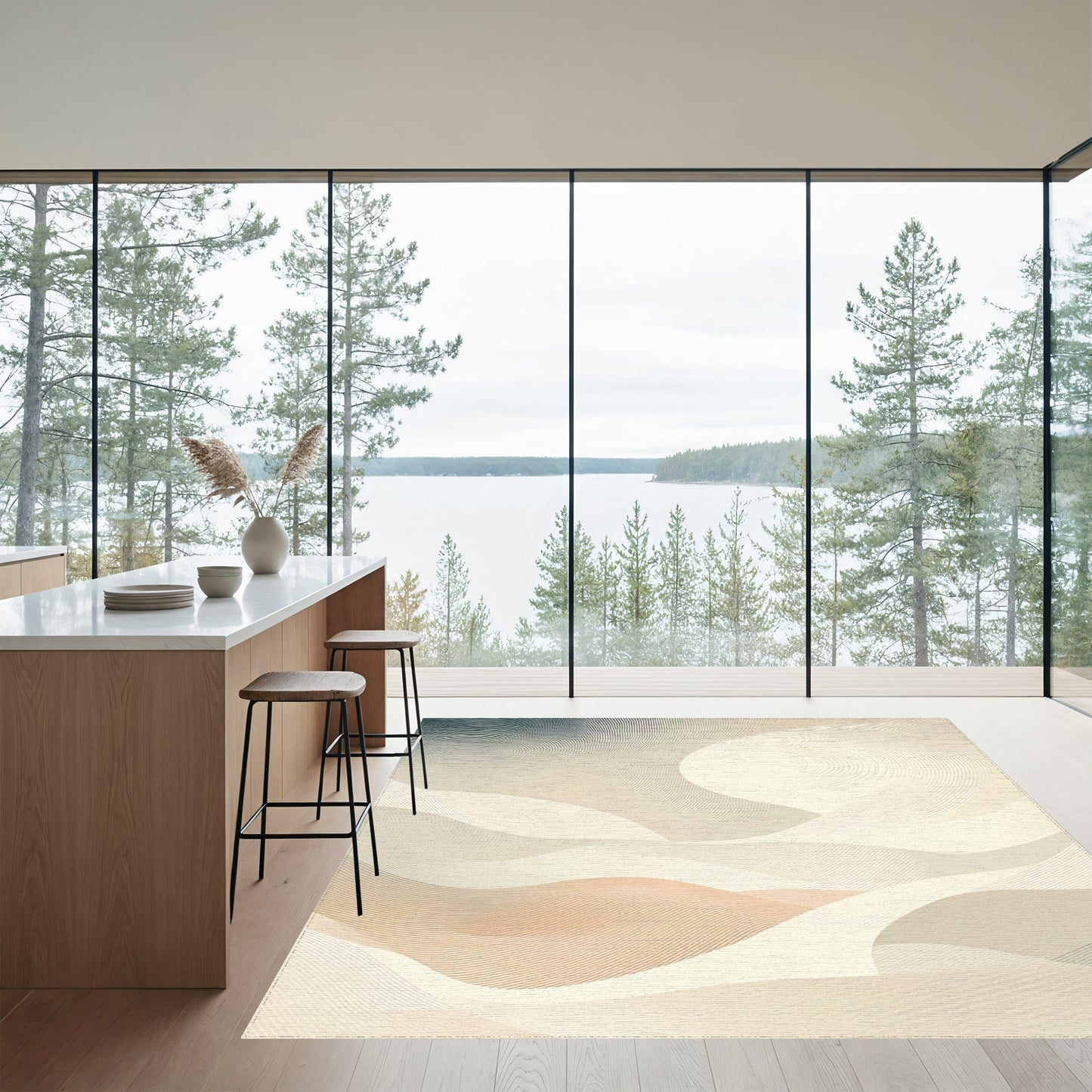 Neutral Swirling Wave Rug