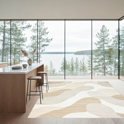 Abstract Beige Organic Shapes Rug