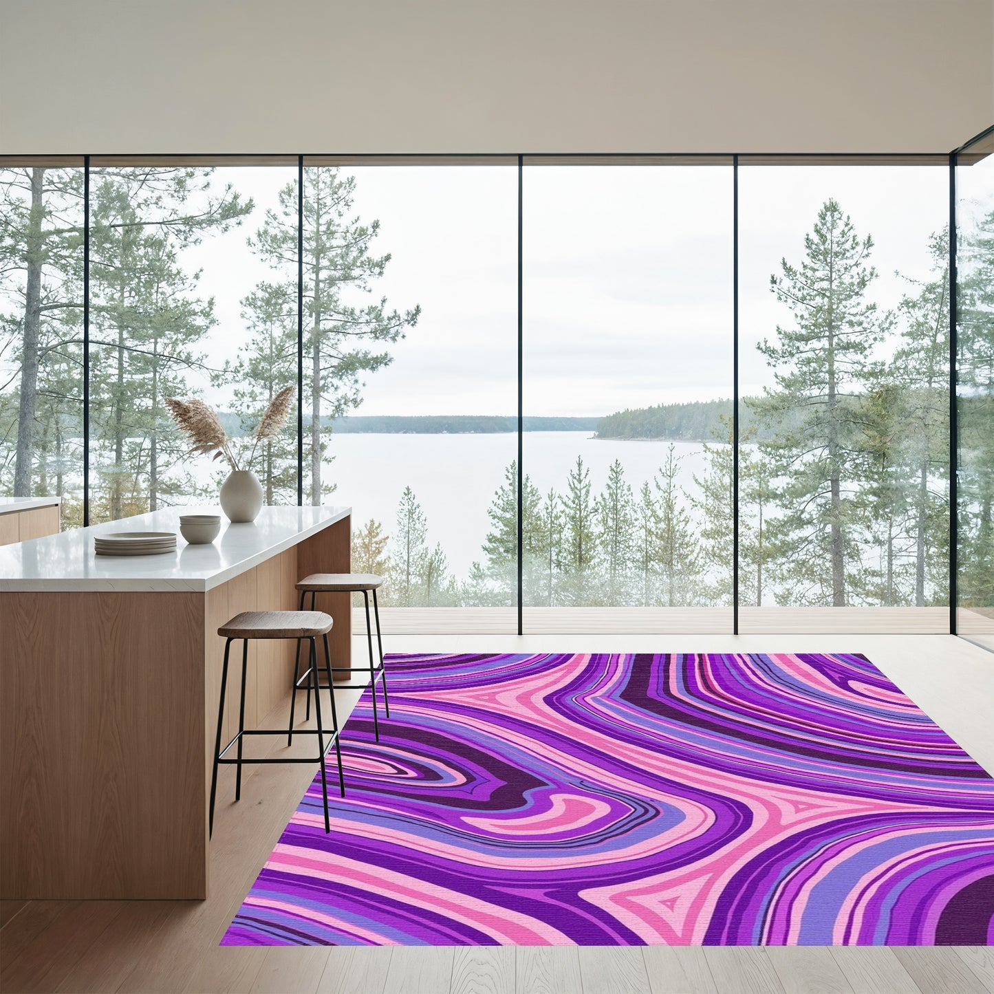 Pink Purple Swirling Wave Rug