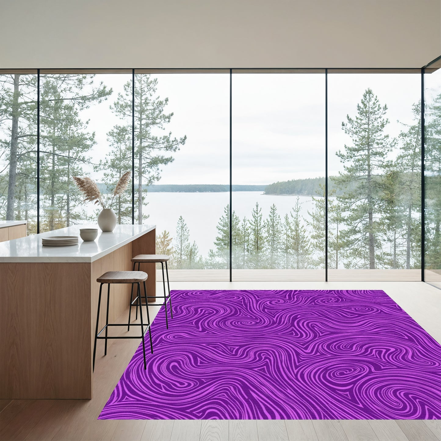 Purple Swirling Wave Abstract Rug