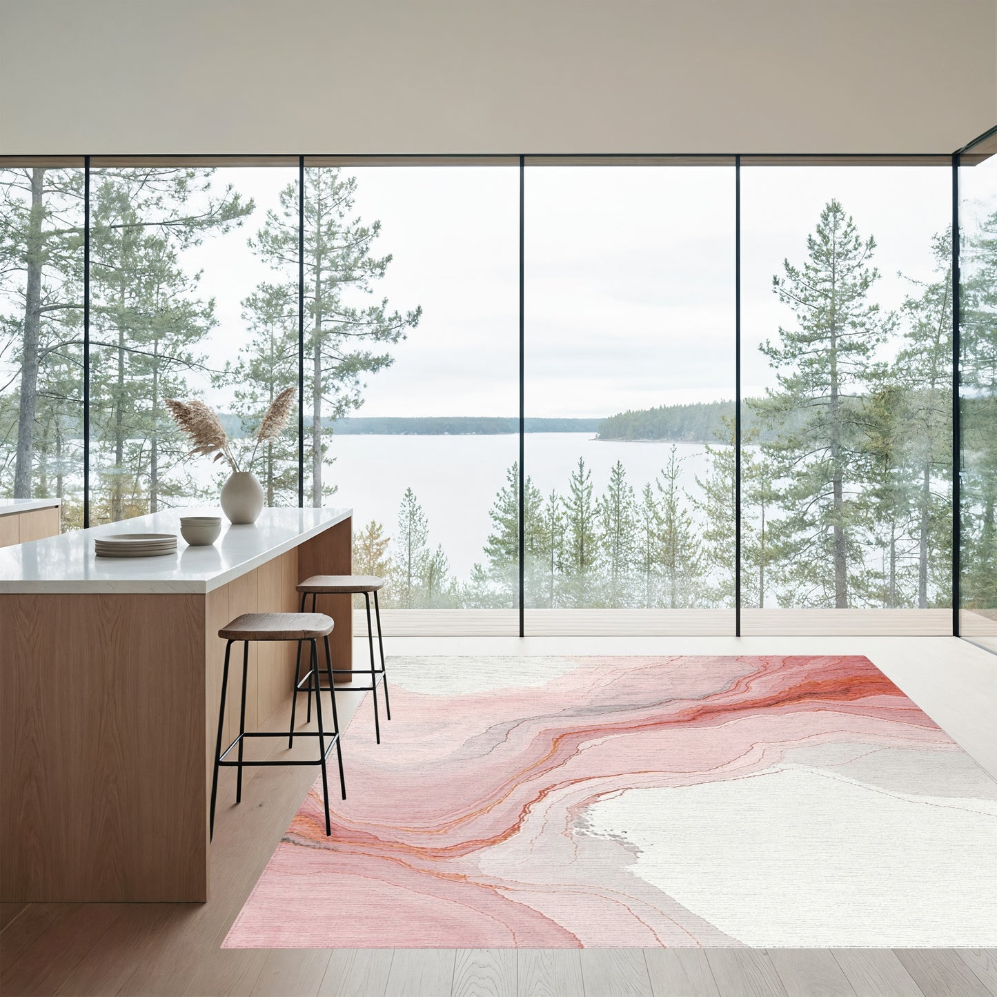 Abstract Layered Fluid Contours Rug
