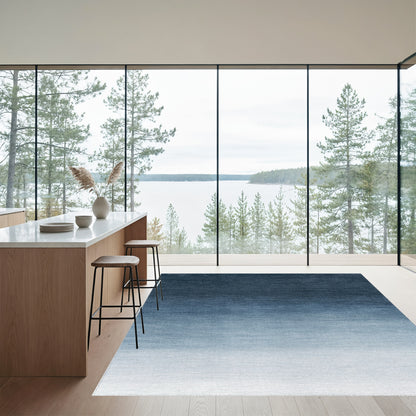 Navy Blue Ombre Gradient Rug