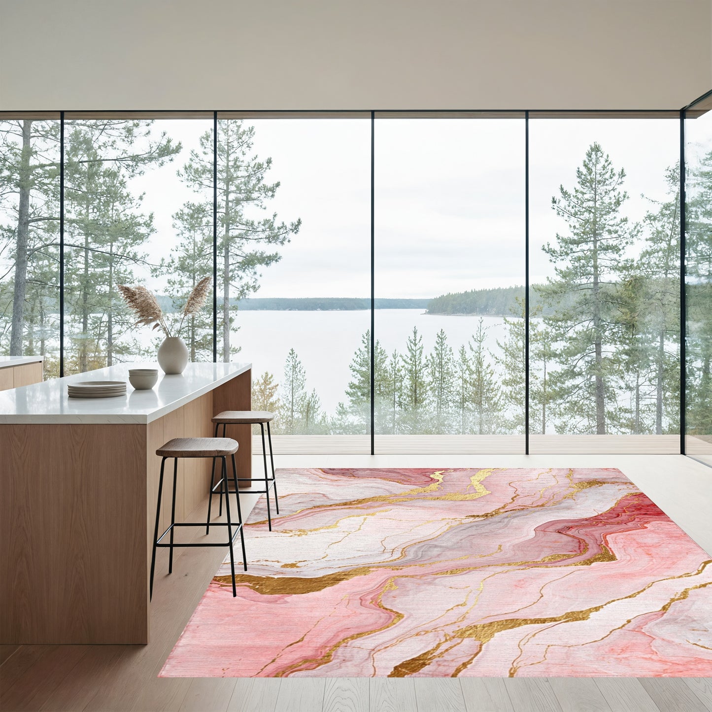 Rose Gold Marble Vein Rug