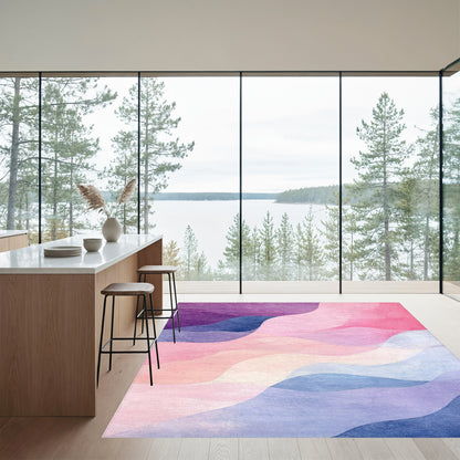 Purple Pink Blue Fluid Wave Rug