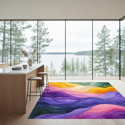 Flowing Multicolor Wave Rug