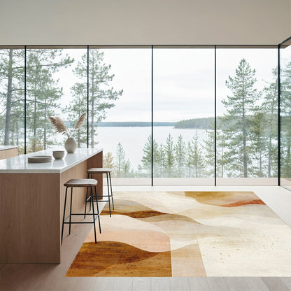 Earthy Layered Fluid Wave Rug