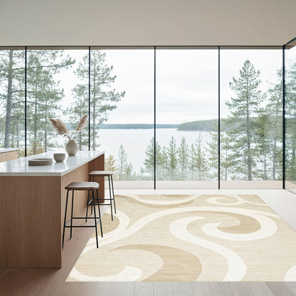 Beige Swirling Curl Rug